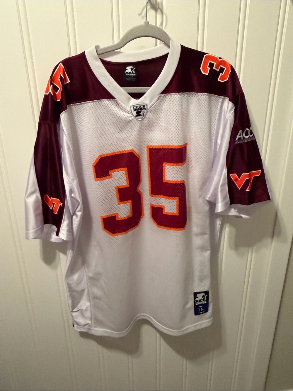 Vintage 2004 Virginia Tech Hokies Football Jersey Starter L White ACC Transition